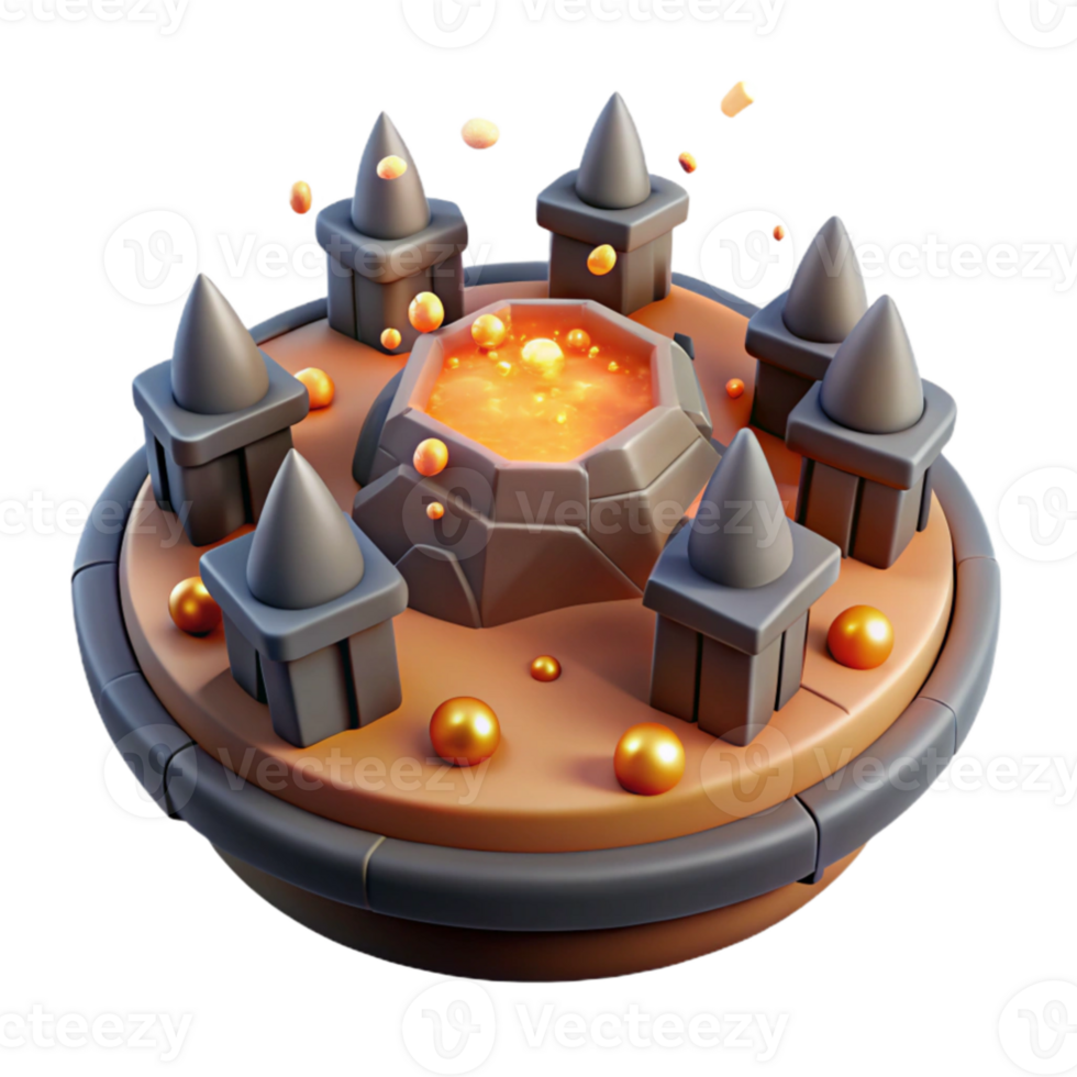 magnificent traditional 3D Volcanic Island Game Asset professional png
