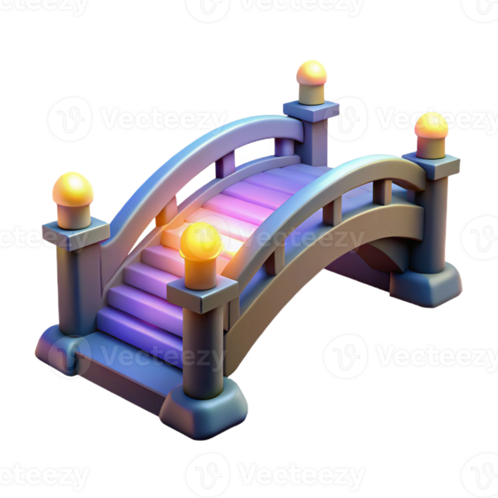 dramatic creative 3D Model Illuminated Bridge authentic png