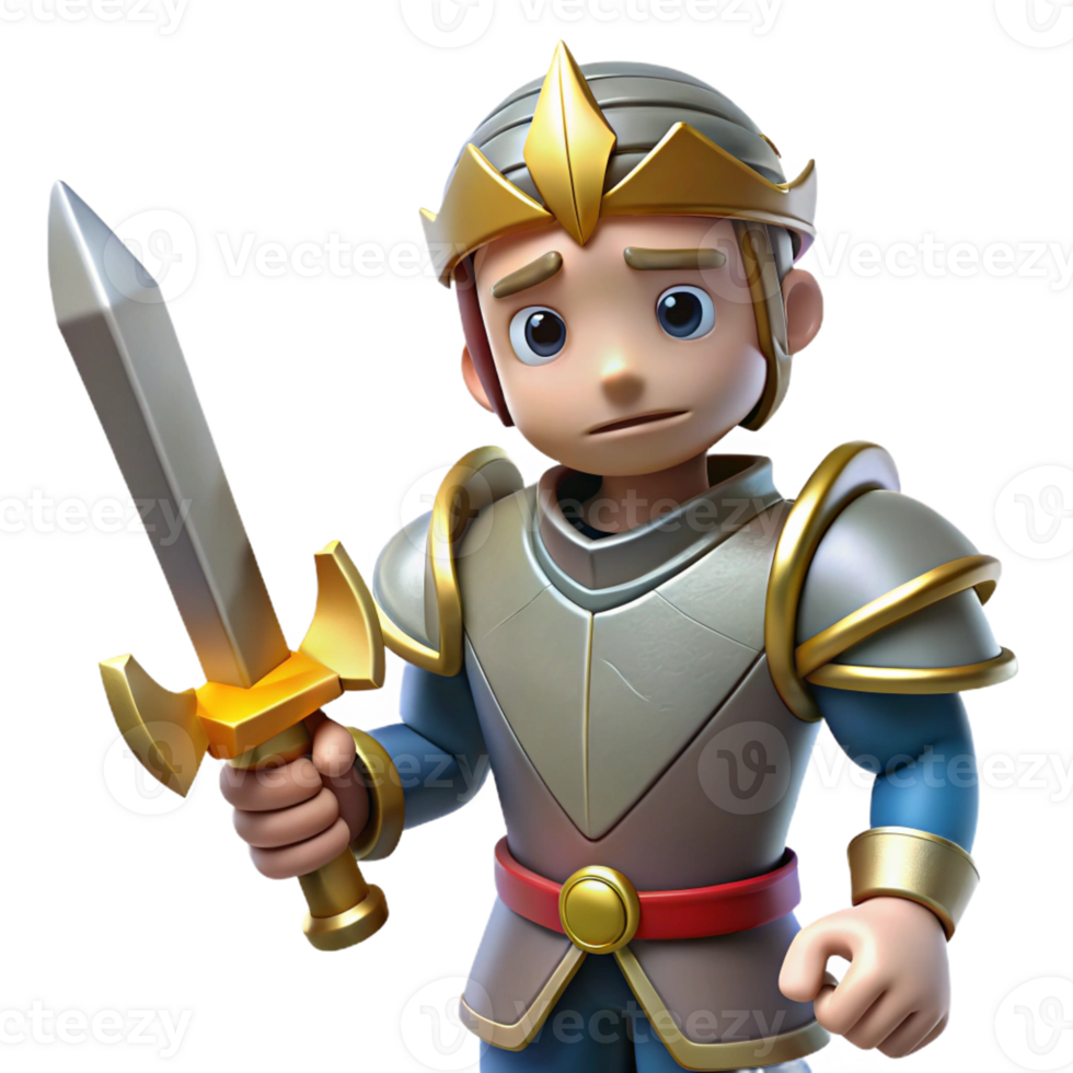 impressive minimalist Young Knight 3D Render original png