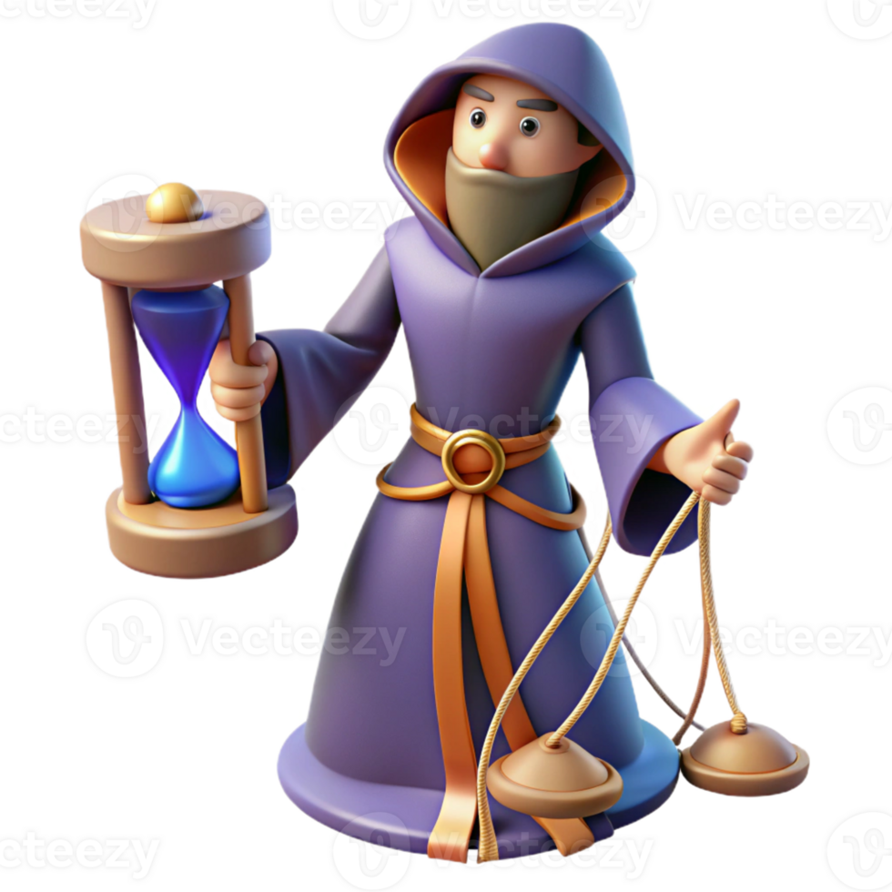 elegant abstract Wizard 3D Render Time Sands Illustration detailed png