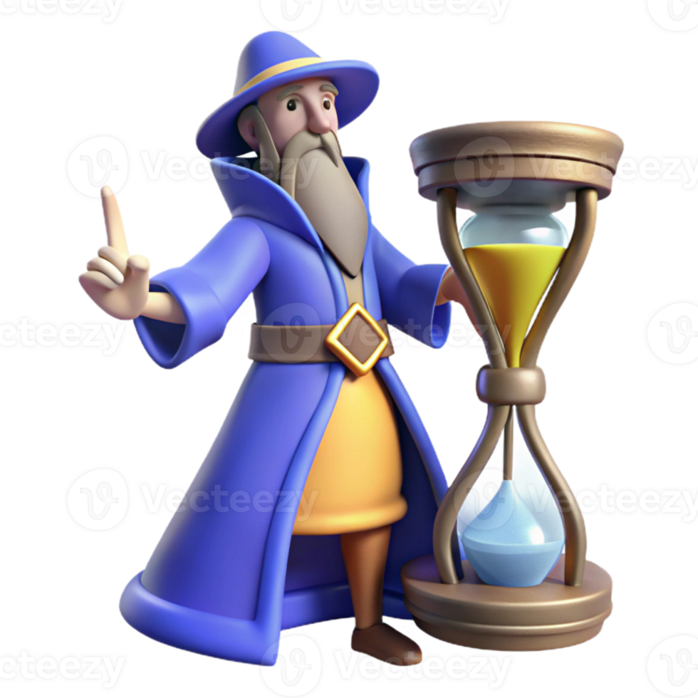 wonderful minimalist 3D Render Wizard Hourglass Fantasy professional png