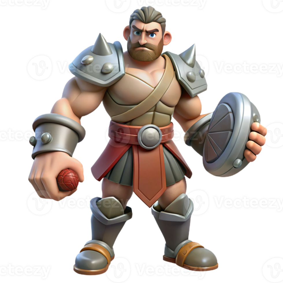 wonderful minimalist 3D Cartoon Warrior Illustration high quality png