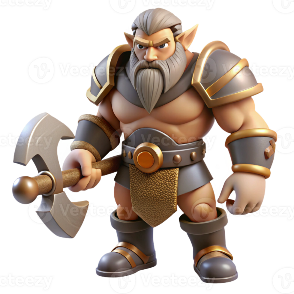 dramatic rustic Mighty 3D Warrior Illustration authentic png