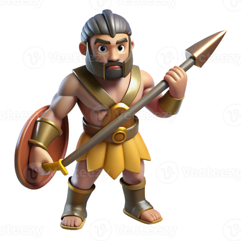 extraordinary vintage 3D Cartoon Warrior Illustration high quality png