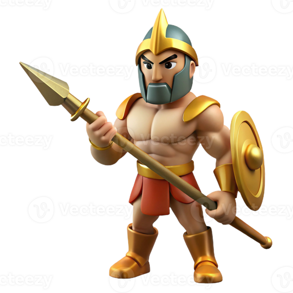 serene artistic 3D Cartoon Warrior Illustration authentic png