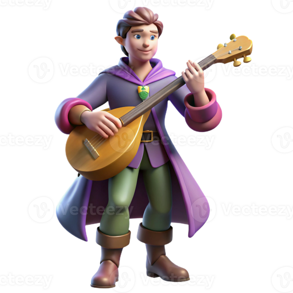 extraordinary creative 3D Render of a Fantasy Bard 4K png