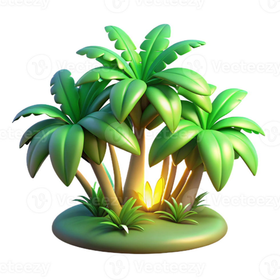 magnificent minimalist Tropical Palm Grove 3D Render premium png