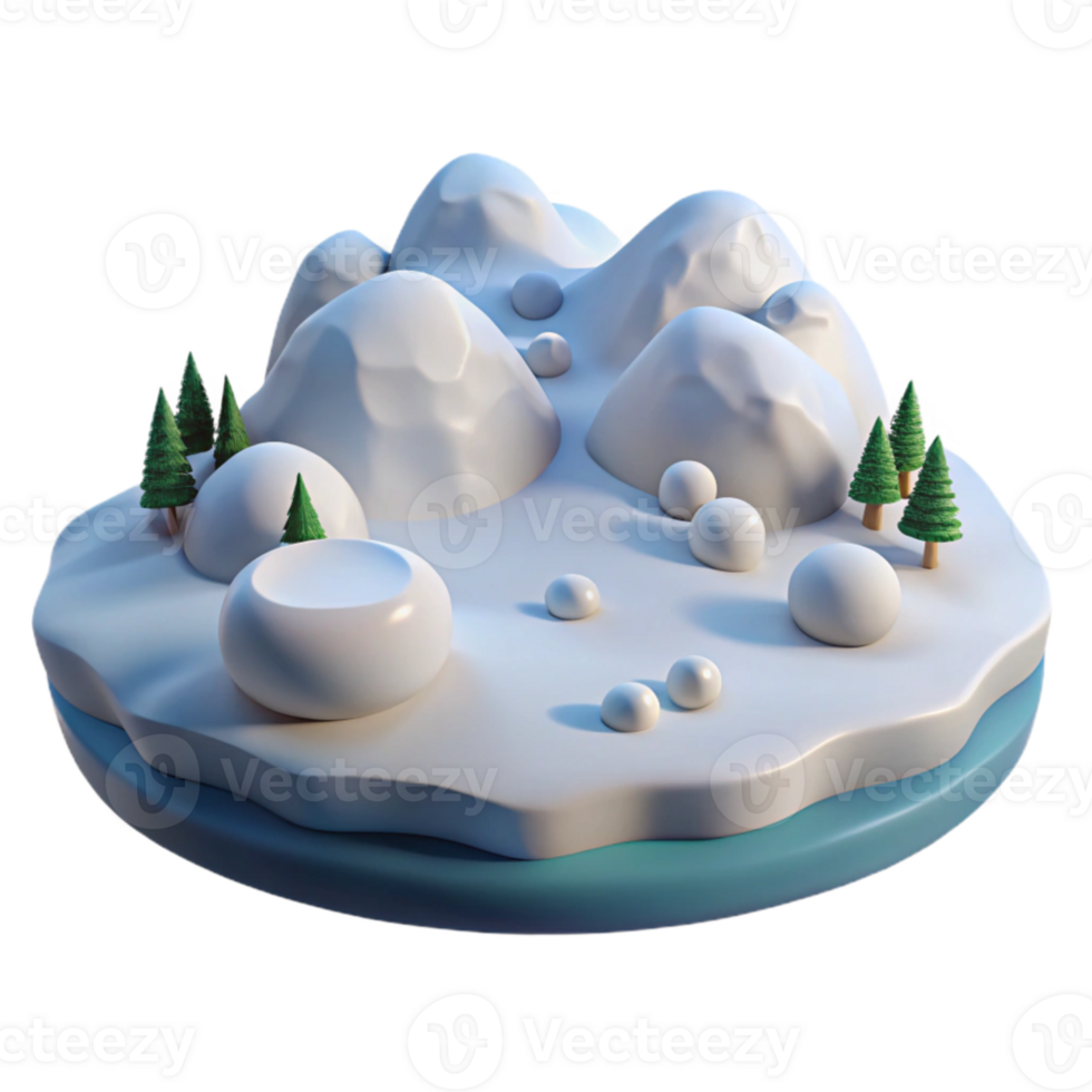 elegant creative Snowy Mountain 3D Illustration high resolution png
