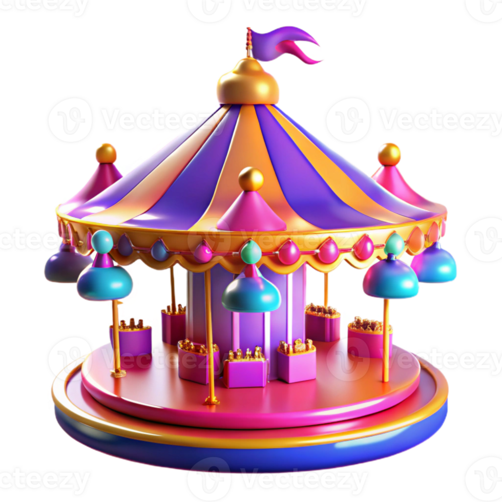impressive minimalist Colorful Carousel 3D Render authentic png