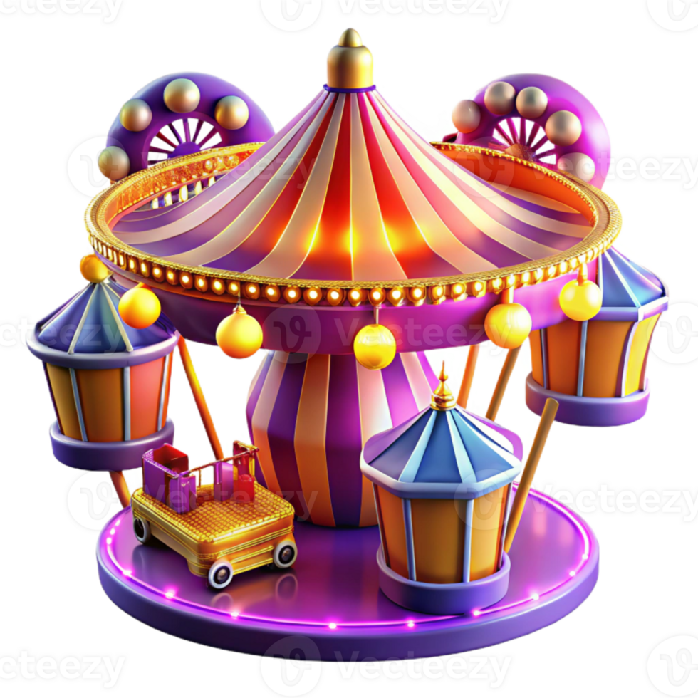 impressive rustic Whimsical 3D Carousel Illustration authentic png