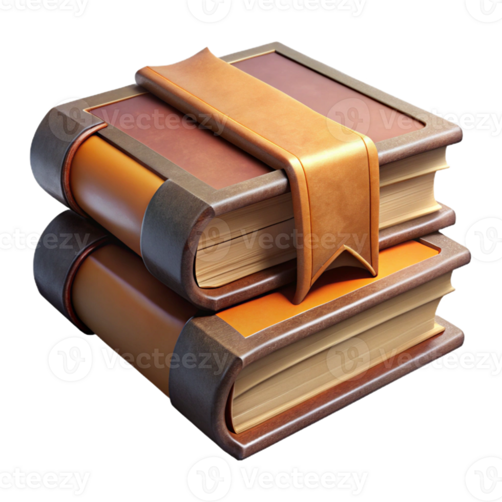 extraordinary rustic 3D Render Stack of Leather Bound Books premium png