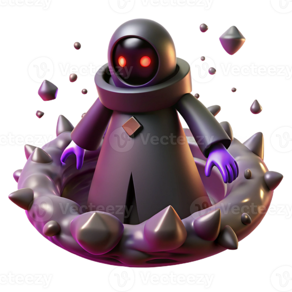 serene minimalist Dark Sorcerer 3D Render professional png