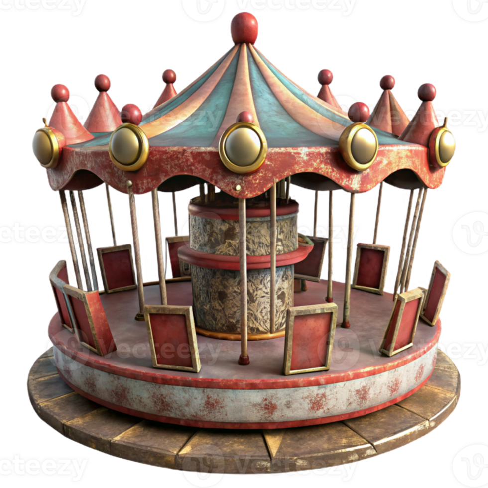 impressive vintage Vintage Carousel 3D Render original png