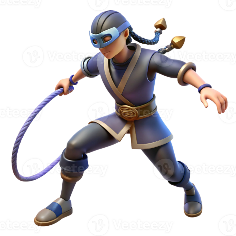 magnificent classic 3D Render Ninja Warrior Illustration genuine png