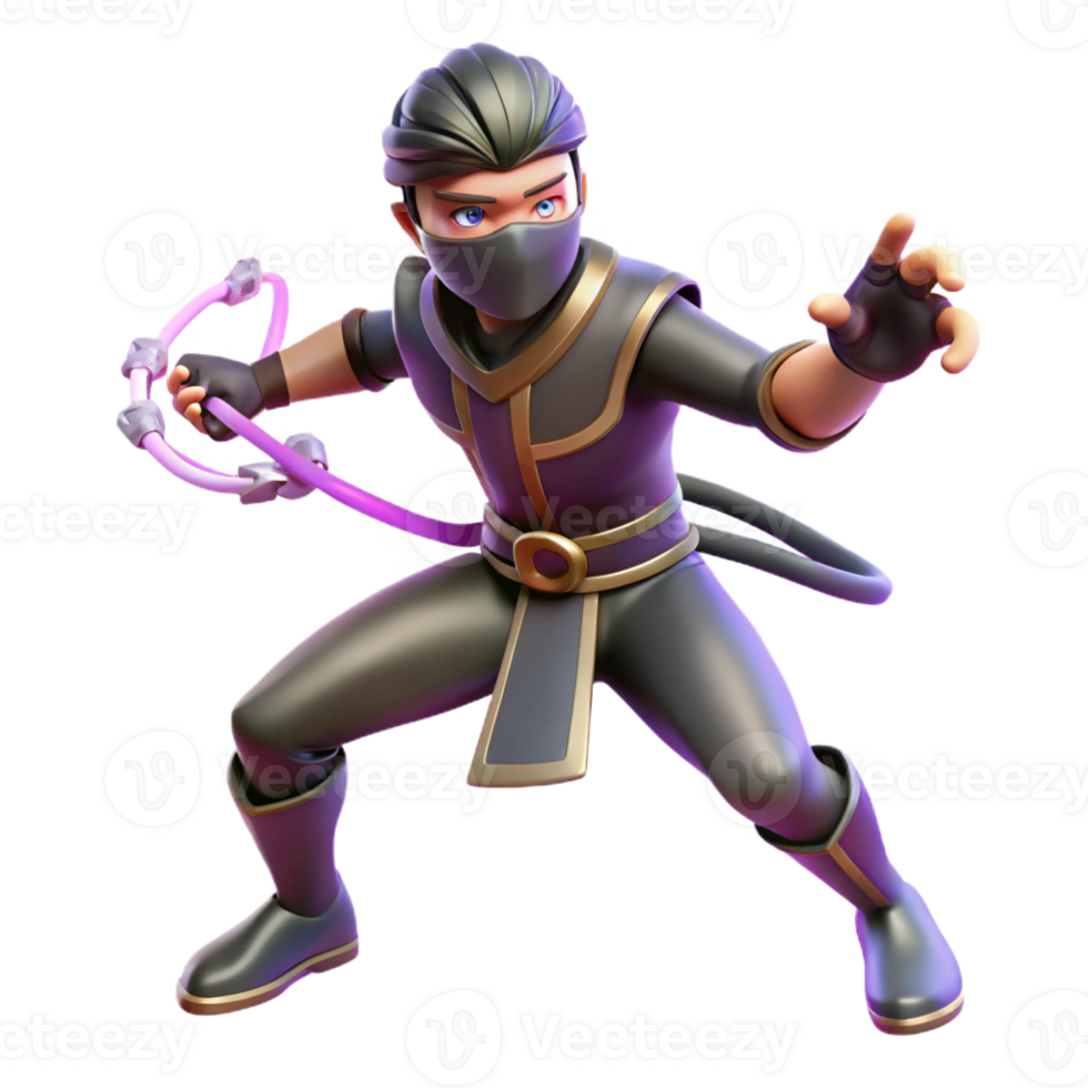 stunning abstract 3D Cartoon Ninja Warrior Illustration genuine png