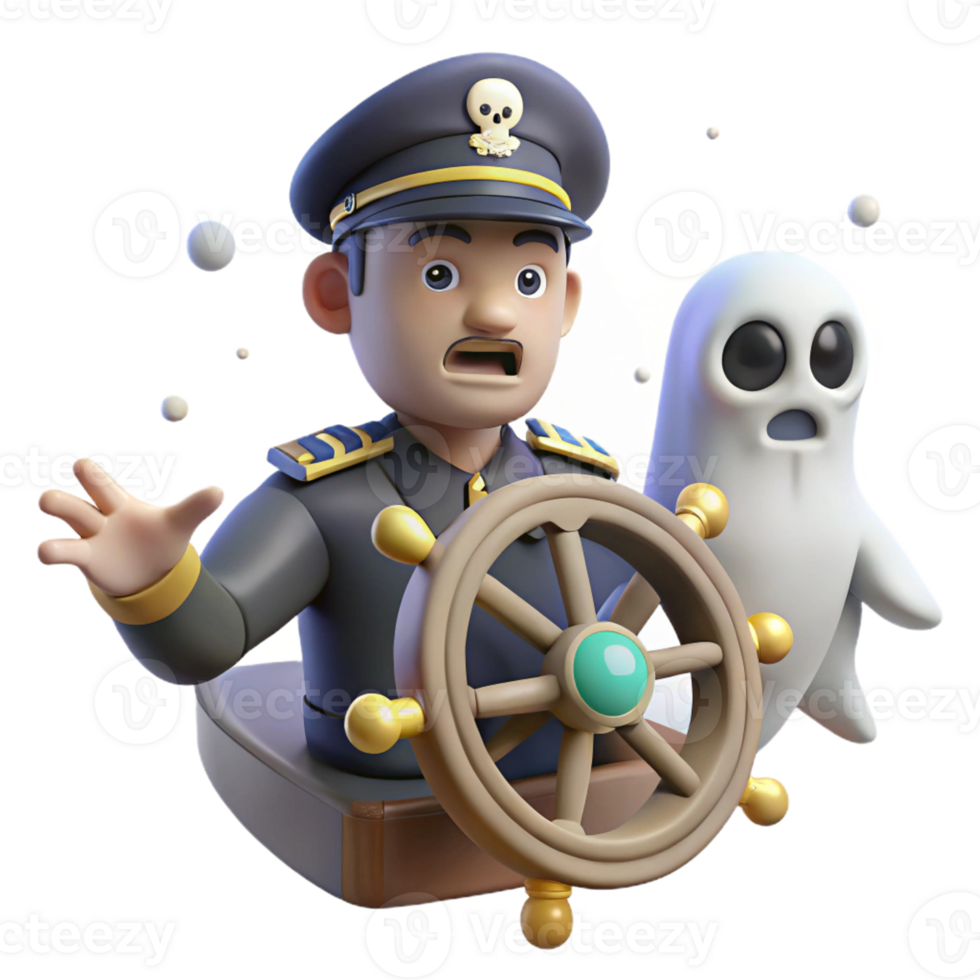 elegant classic 3D Illustration Captain and Ghost detailed png