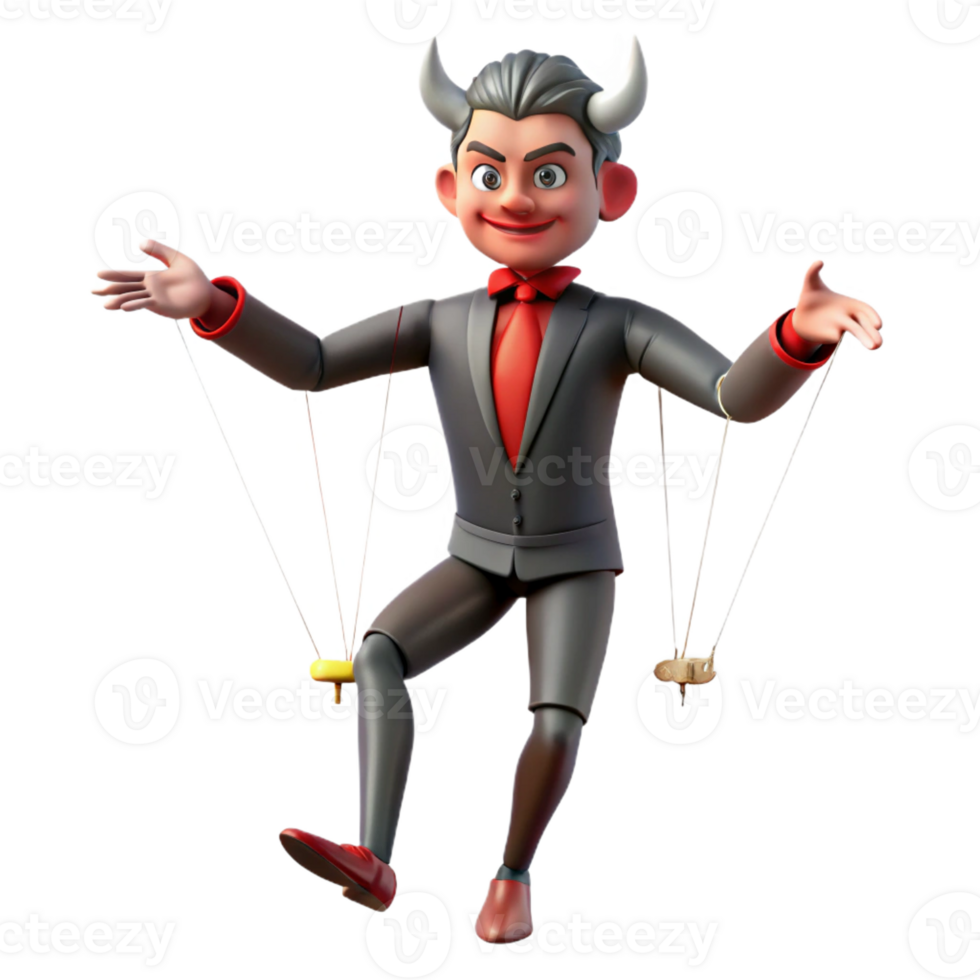 vibrant modern 3D Devil Puppet Illustration detailed png