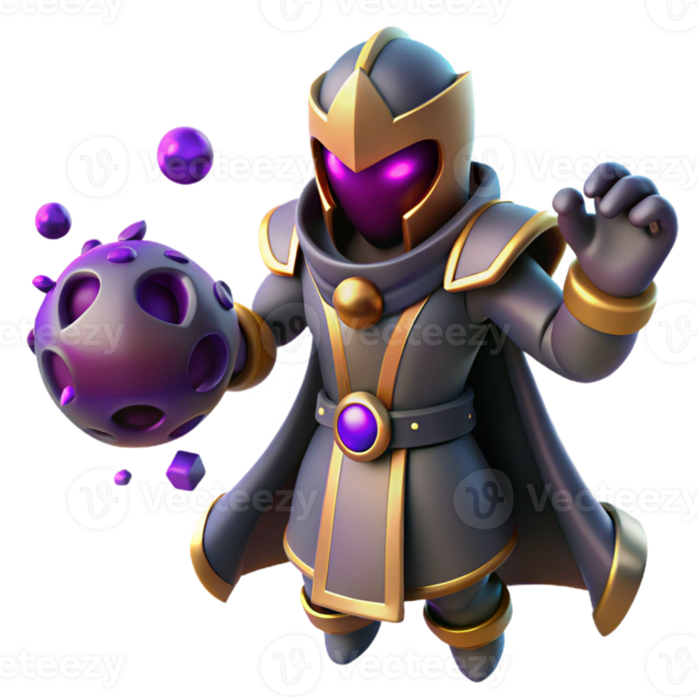 elegant vintage Dark Wizard 3D Render authentic png