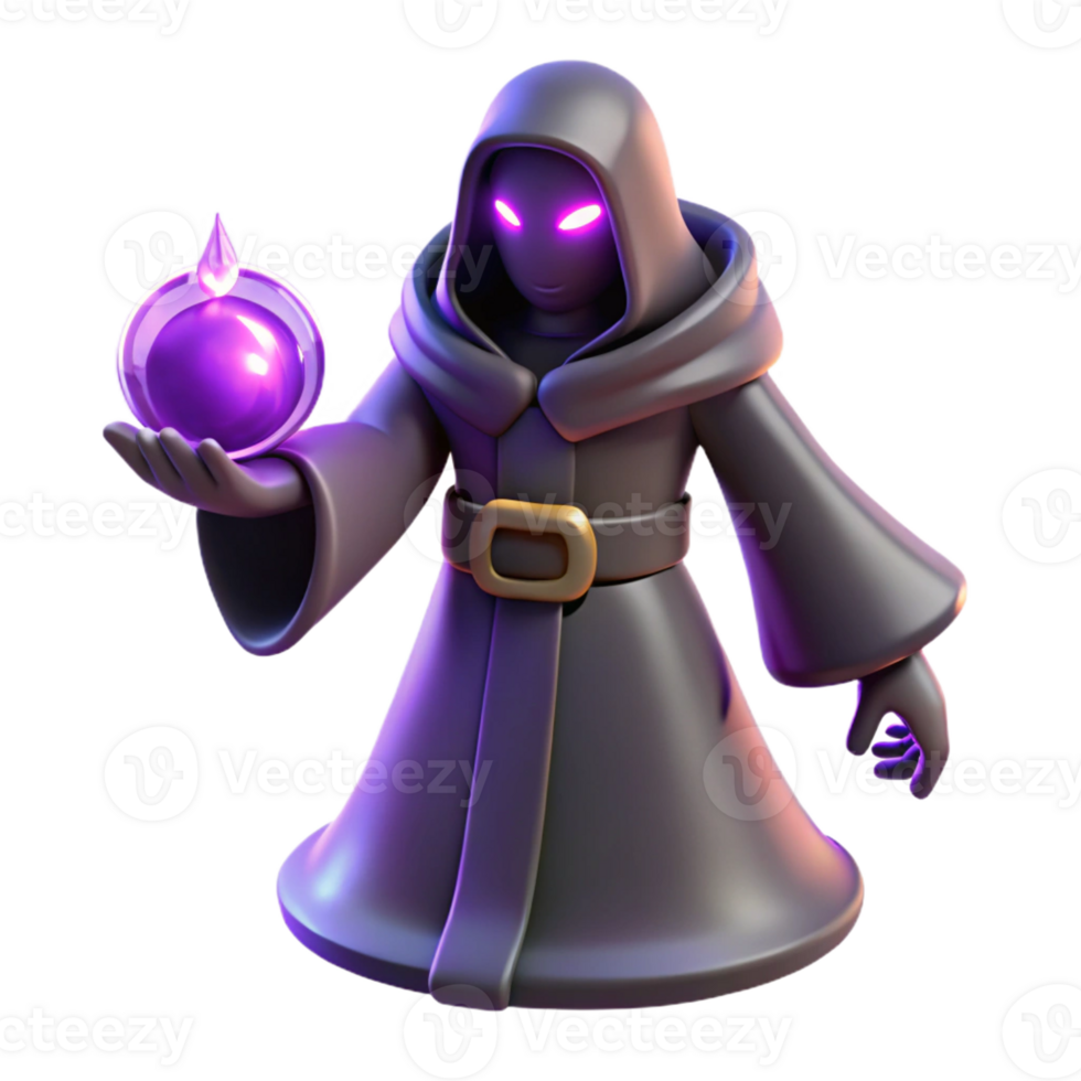 vibrant traditional Dark Wizard 3D Render professional png