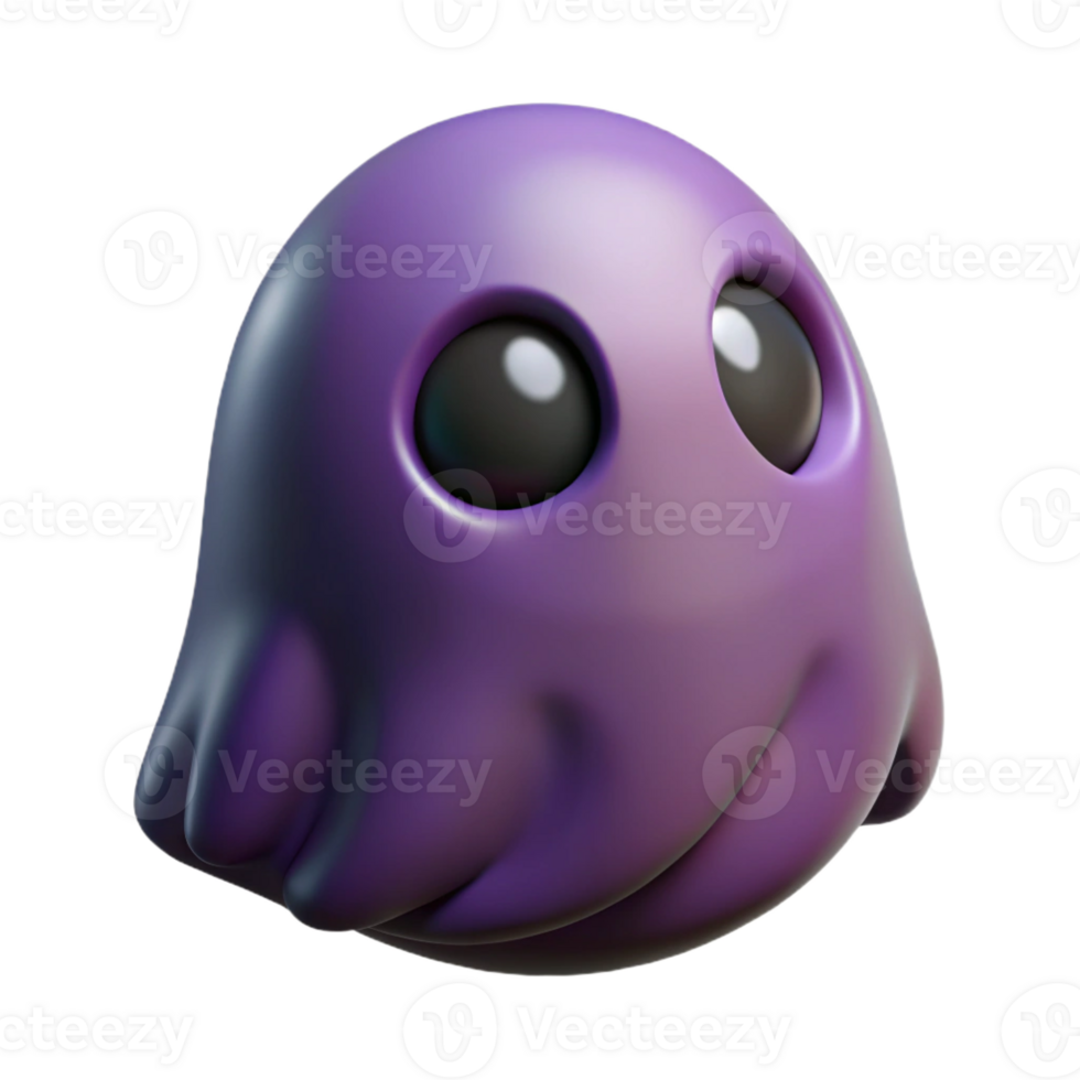 vibrant traditional Cute Purple Ghost 3D Render genuine png