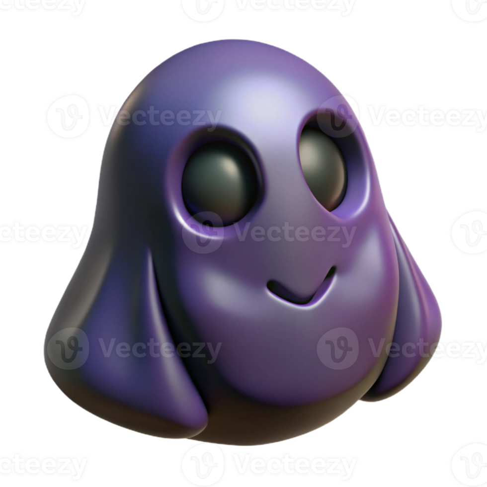 vibrant creative Cute Purple 3D Ghost Illustration 4K png