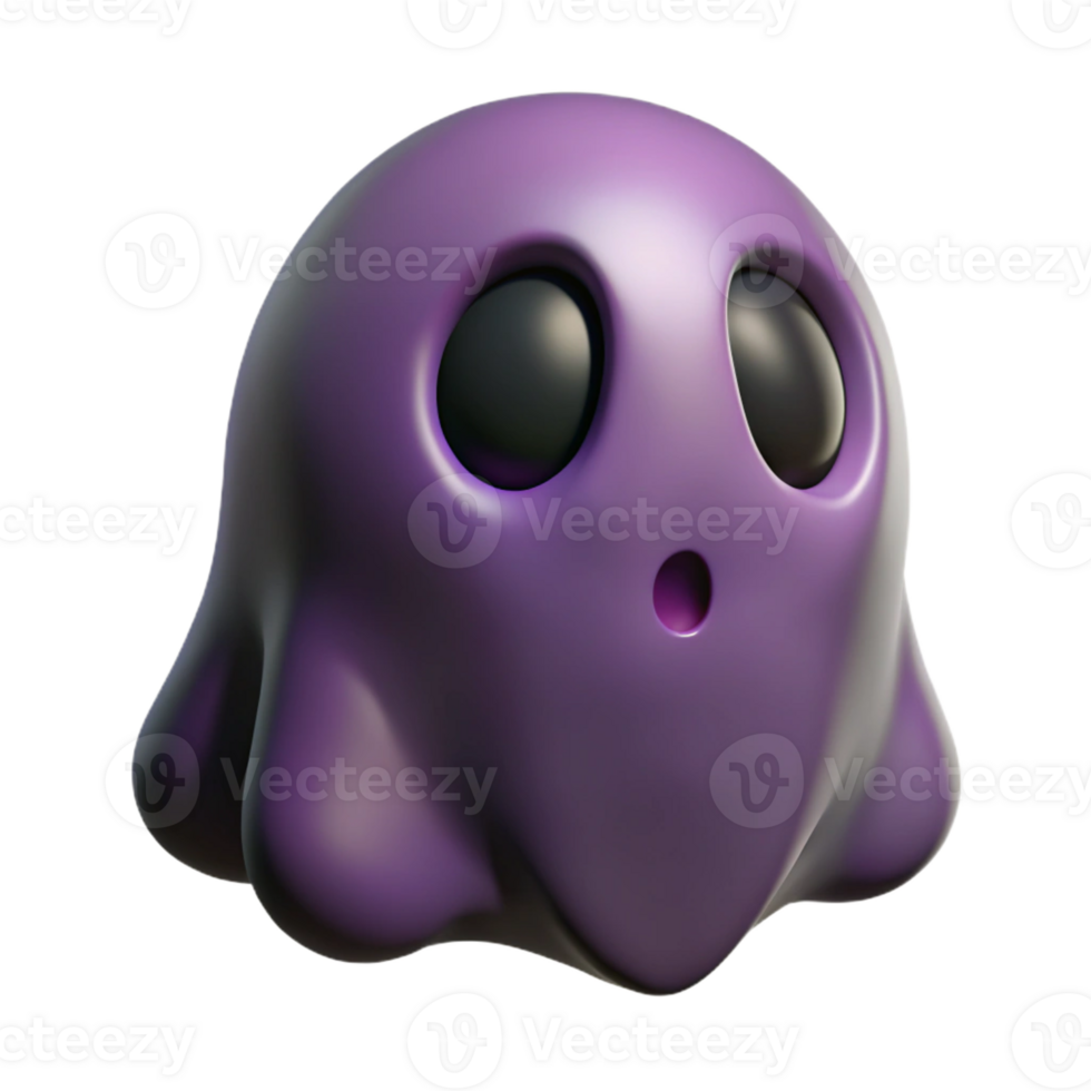 vibrant modern Cute Purple Ghost 3D Render detailed png
