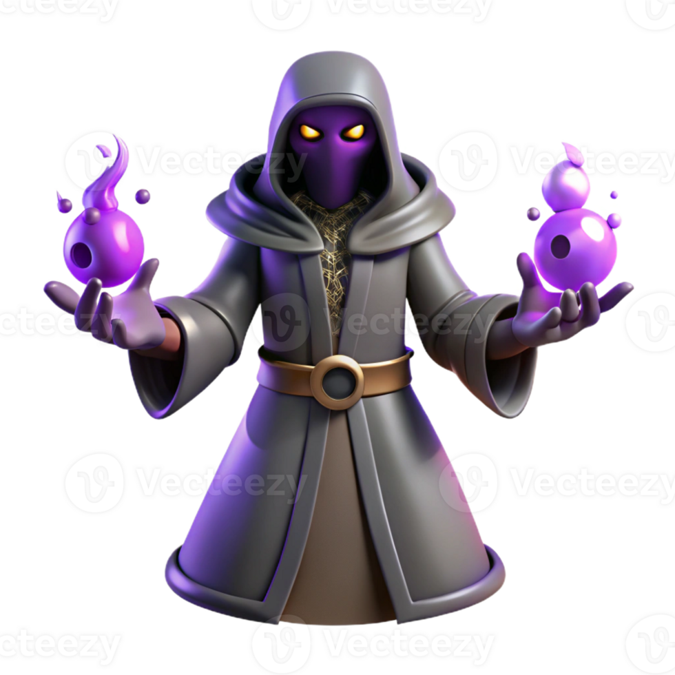serene abstract Dark Wizard 3D Render genuine png