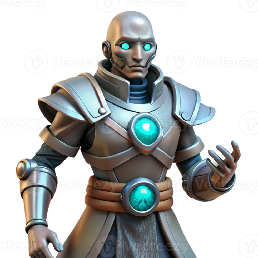 elegant classic 3D Render of a Bald, Armored Figure high resolution png