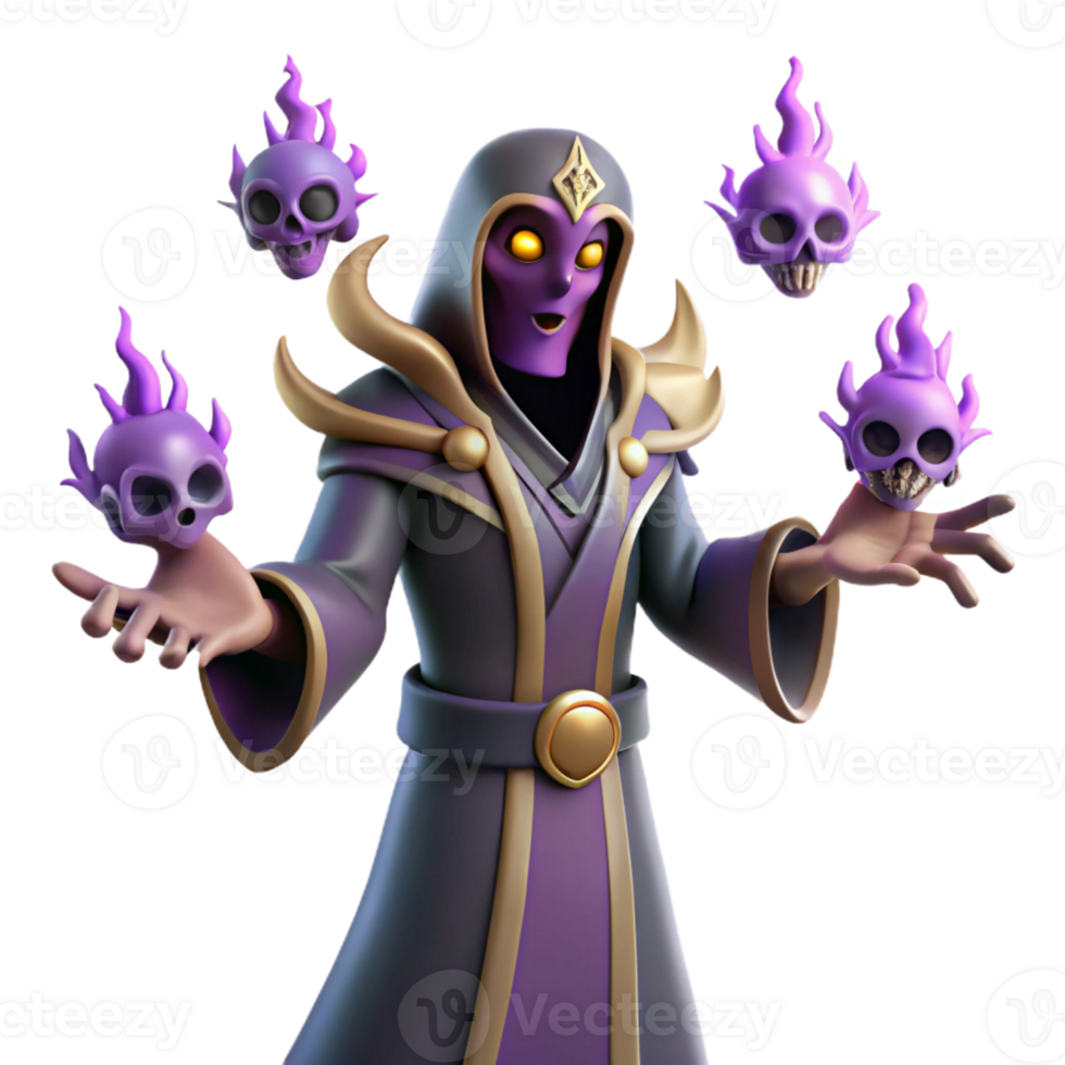 vibrant creative Dark Wizard 3D Render original png