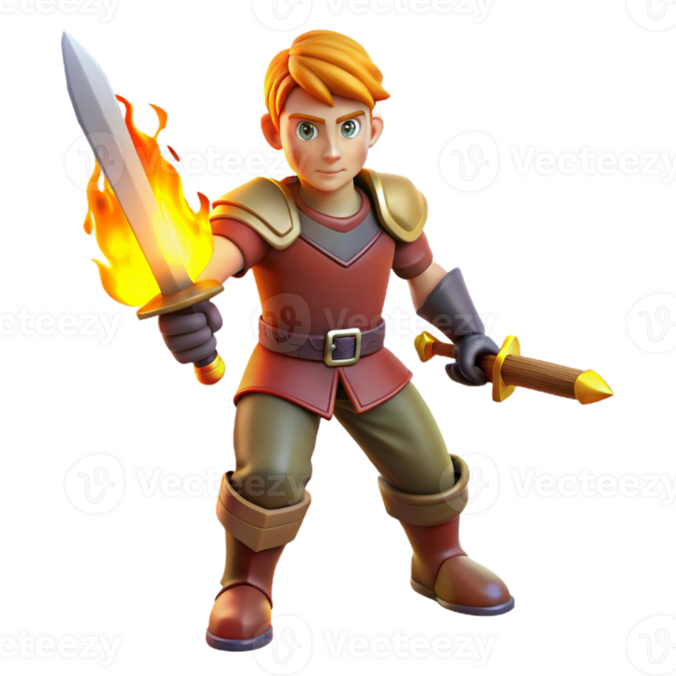 beautiful creative Brave Young Knight 3D Render high resolution png