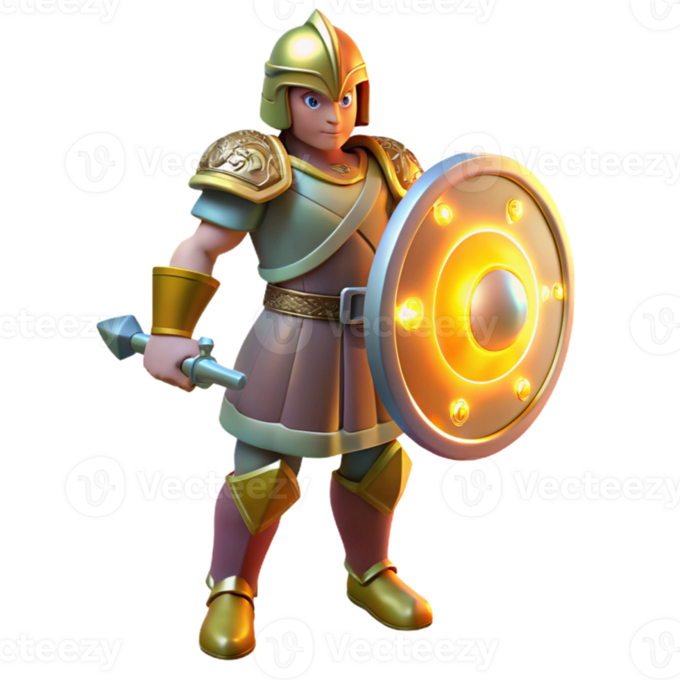 magnificent artistic Brave Cartoon Knight, 3D Render professional png