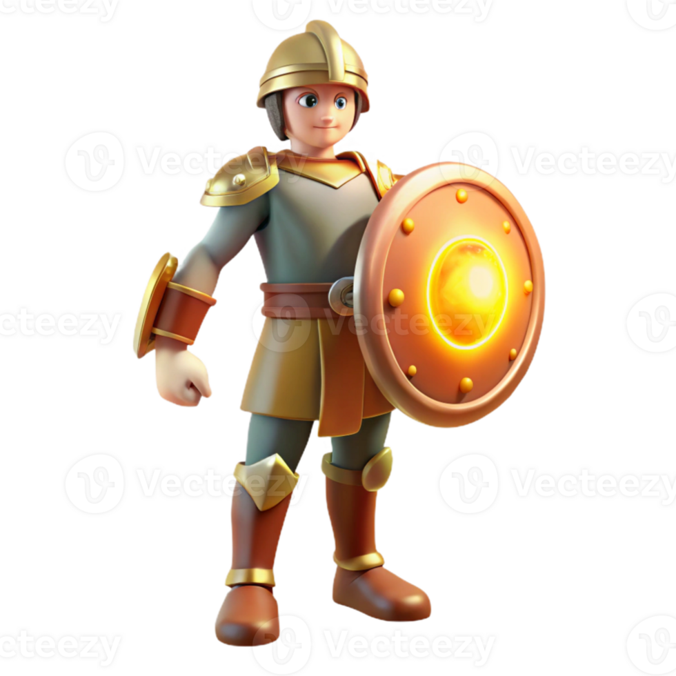 beautiful rustic Cartoon Knight 3D Render genuine png