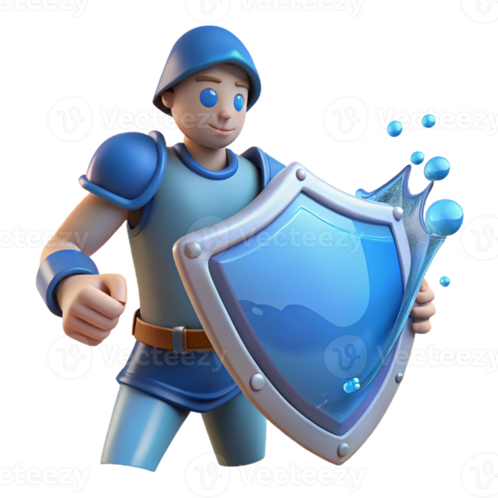 wonderful modern 3D Cartoon Knight with Shield Illustration authentic png