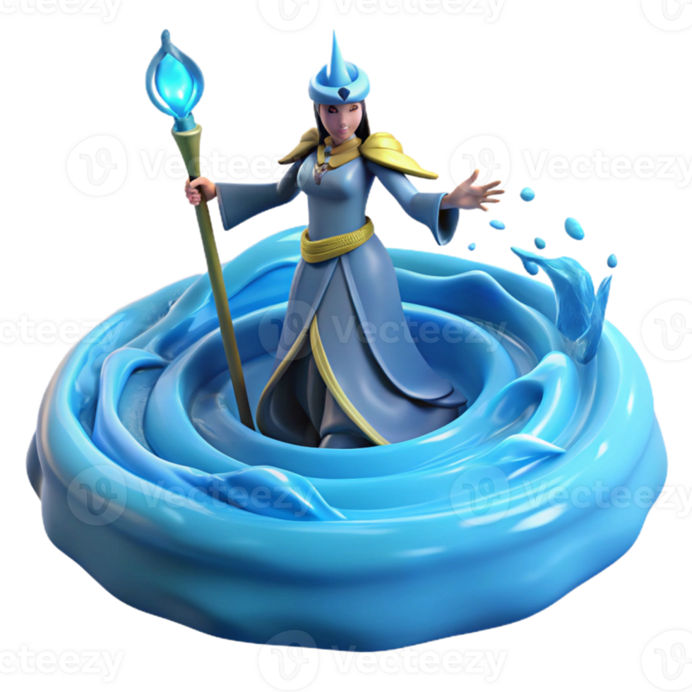magnificent minimalist Water Mage 3D Render original png