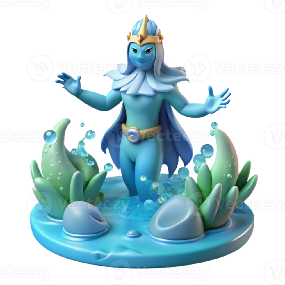 impressive rustic 3D Render Water Spirit Fantasy Character Illustration exclusive png