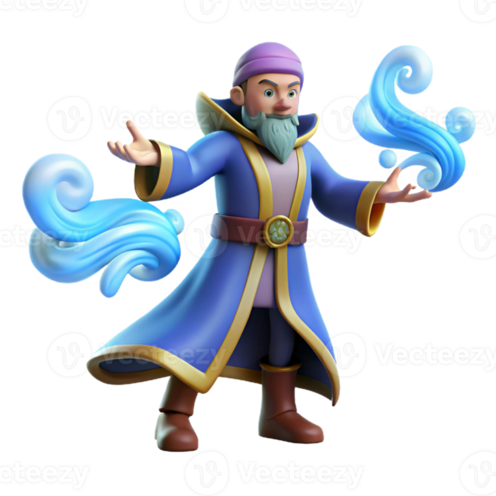 serene classic Wizard 3D Render, Magical Water professional png