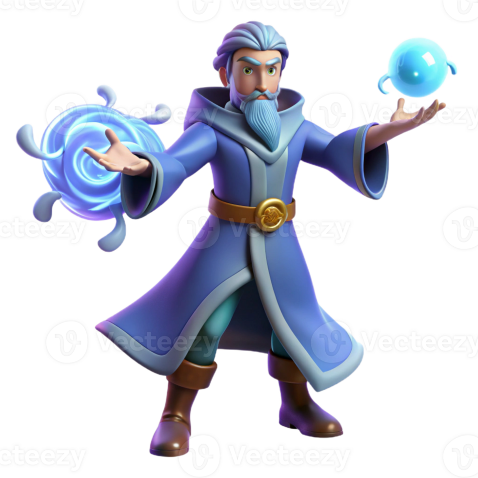 extraordinary rustic 3D Render Wizard Character Illustration original png