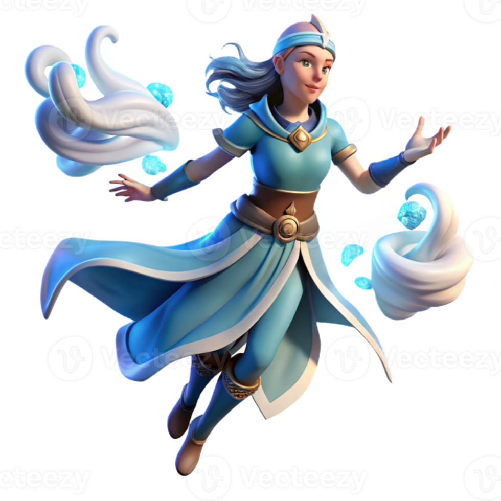 stunning creative 3D Render of a Female Mage 4K png