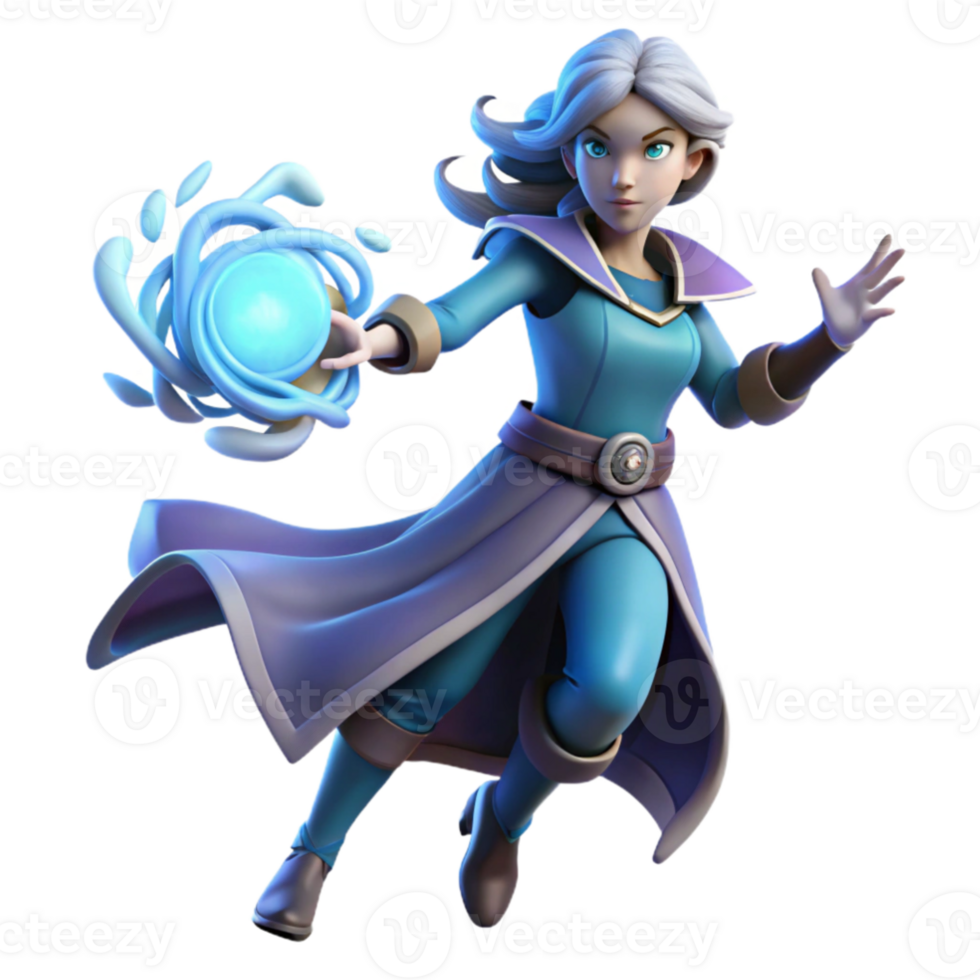 dramatic vintage 3D Render of a Female Mage high quality png