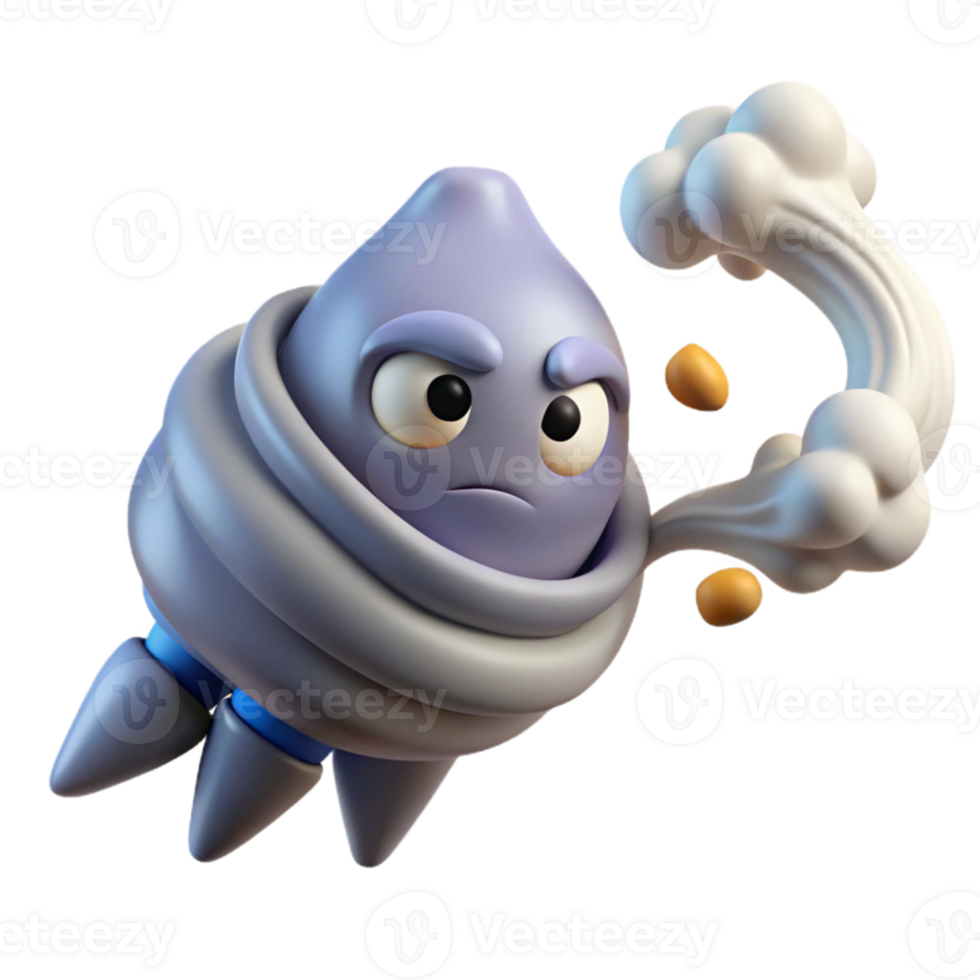 stunning creative Grumpy 3D Render of a Whimsical Cloud Creature exclusive png