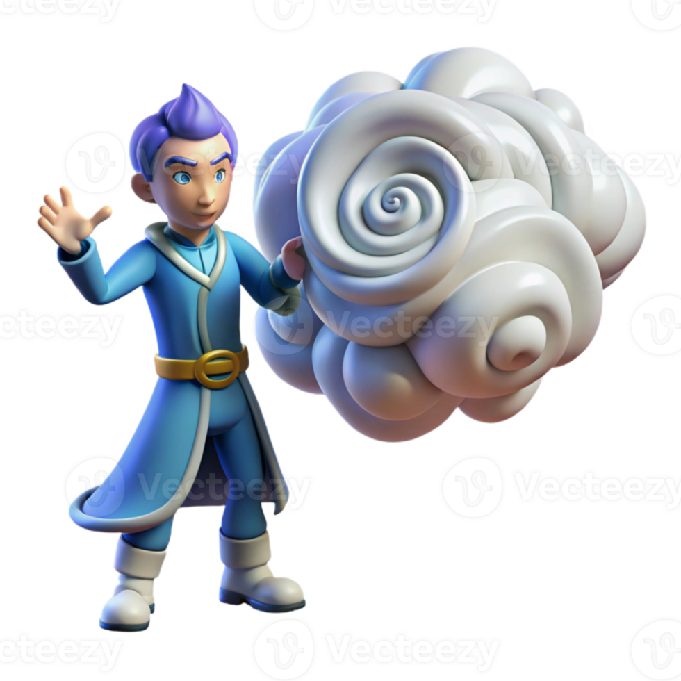 dramatic modern 3D Render Whimsical Cloud Boy high resolution png