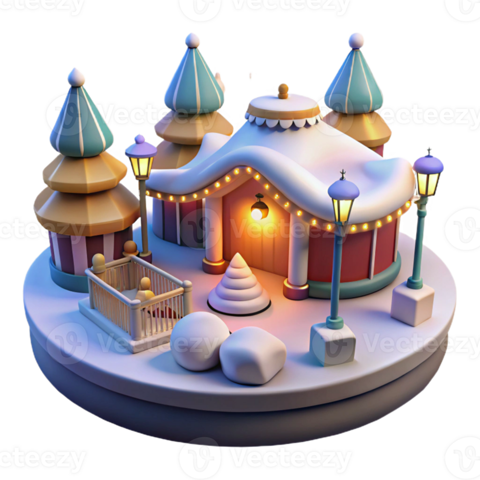 elegant abstract Winter Wonderland 3D Render premium png