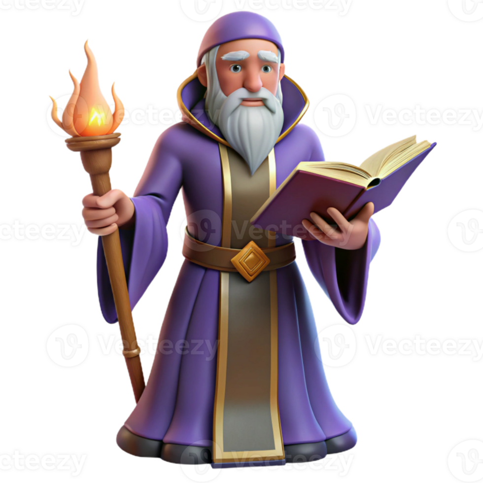 extraordinary minimalist Wise Wizard 3D Render premium png
