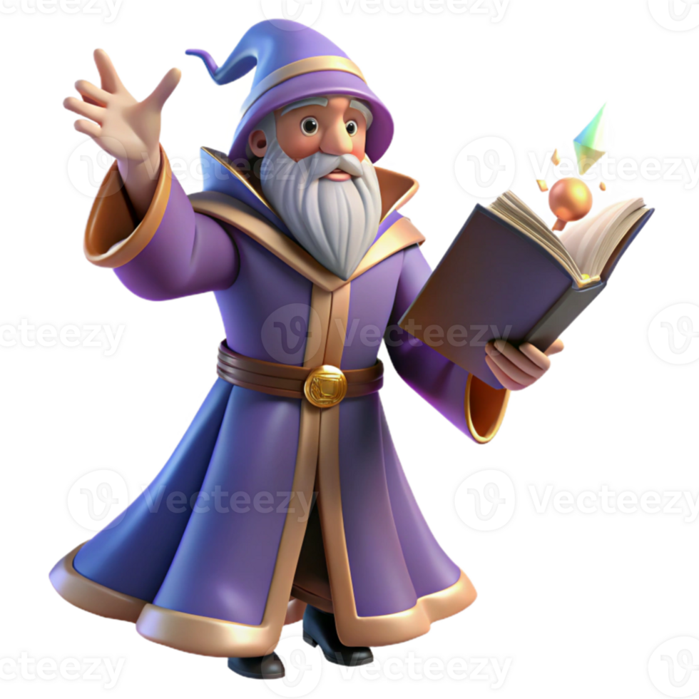 beautiful rustic 3D Illustration Wizard Character high resolution png