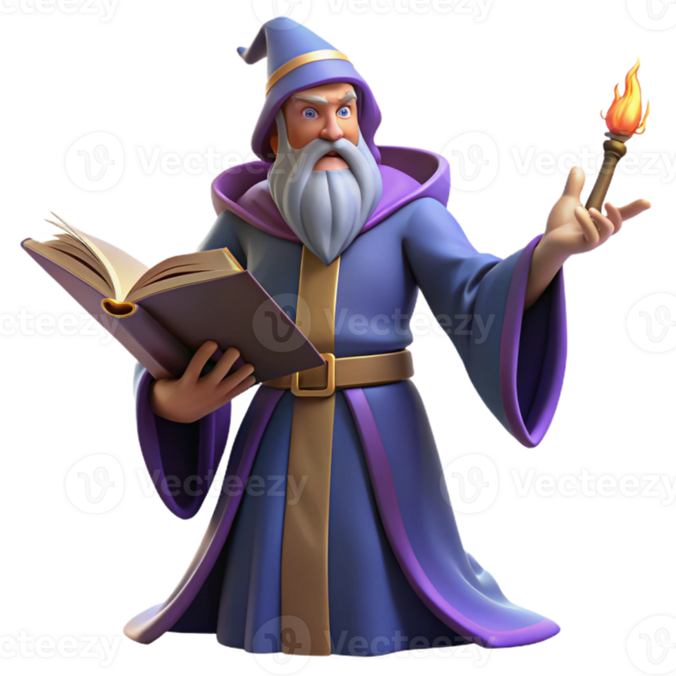 wonderful vintage Wise Wizard 3D Render high resolution png