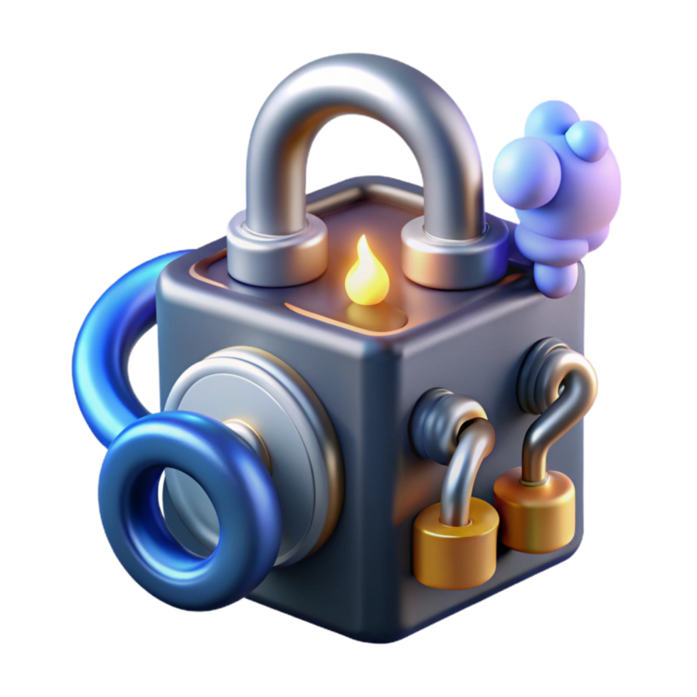 vibrant abstract Secure Digital Lockbox A 3D Puzzle high resolution png
