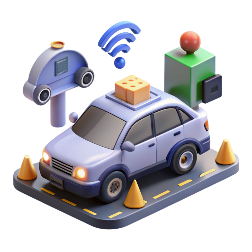 dramatic contemporary Autonomous Vehicle Testing Wireless Network Sensor Integration detailed png