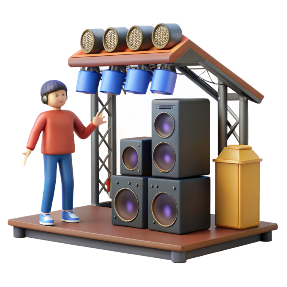 impressive artistic 3D Render of a Stage Setup with Sound System genuine png