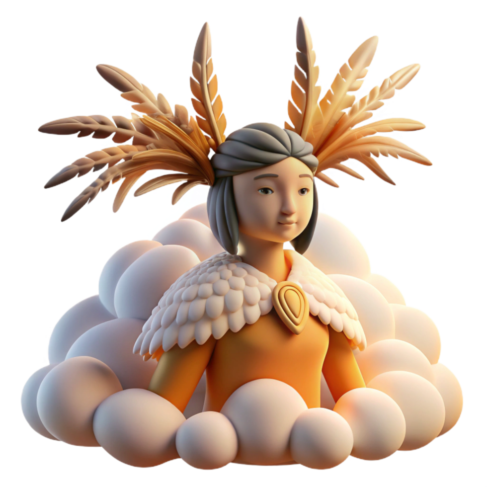 stunning contemporary 3D Render Fantasy Goddess in Cloud Setting detailed png