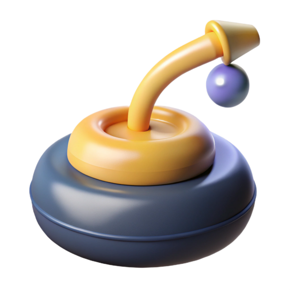 stunning minimalist Abstract 3D Render Curling Stone with Handle and Ball professional png